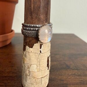 Elegant Silver Moonstone stacking  Rings set handcrafted